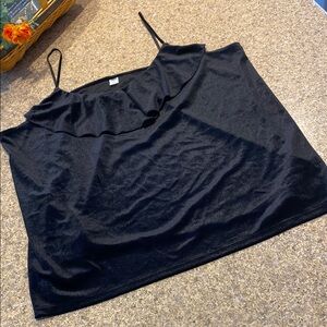 Old Navy Black Dressy Spaghetti Strap Top Velvety Feel and Look XXL Ruffle